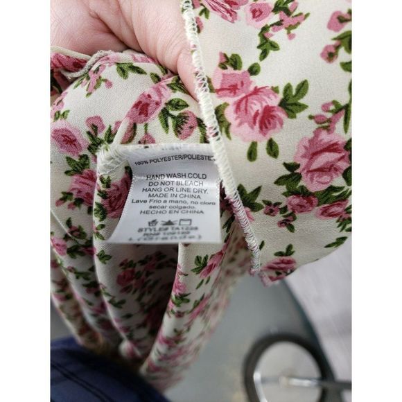 Annabelle USA Women's Cream White Pink‎ Floral Strappy Necklace Tank Top LARGE - Picture 4 of 12